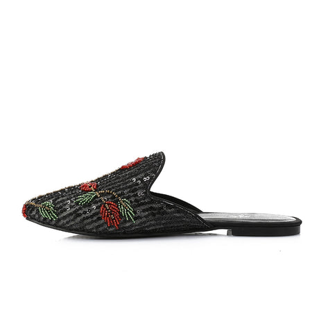 Mr Joe - Slip On Embroidered Mules