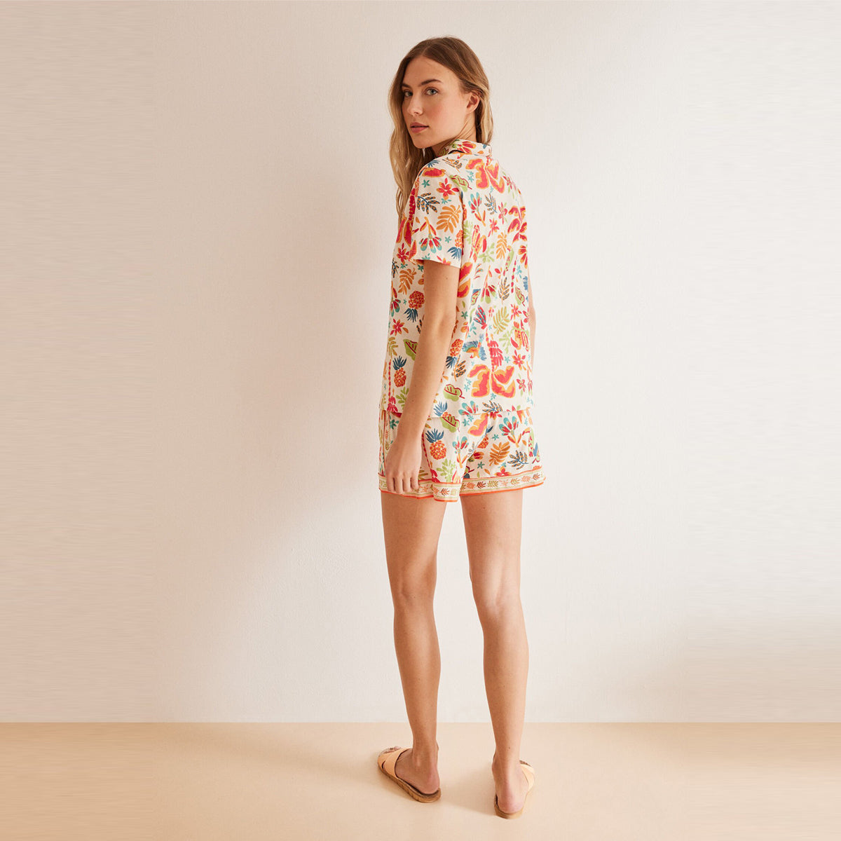 Women Secret - cotton shirt pajamas with tropical shorts - Sold by FIG