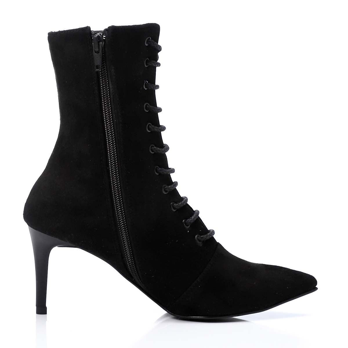 Mr Joe - Lace Up And Zipper Closure Pointed Toecap Ankle Boots