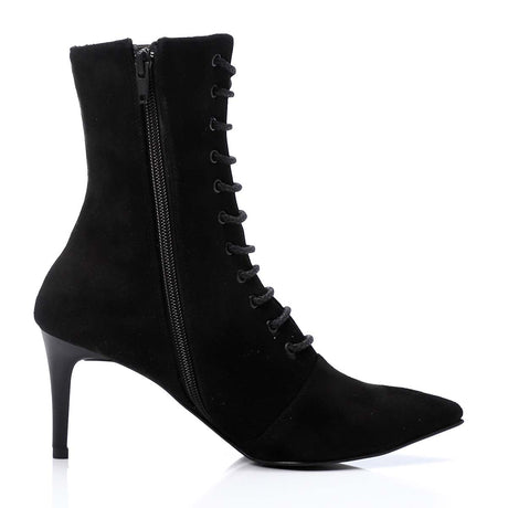 Mr Joe - Lace Up And Zipper Closure Pointed Toecap Ankle Boots