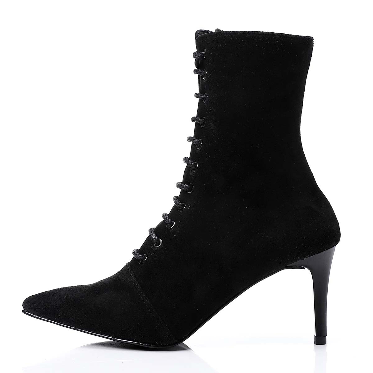 Mr Joe - Lace Up And Zipper Closure Pointed Toecap Ankle Boots