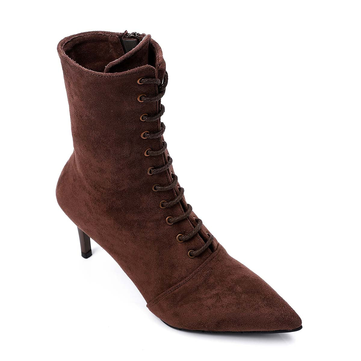 Mr Joe - Lace Up And Zipper Closure Pointed Toecap Ankle Boots