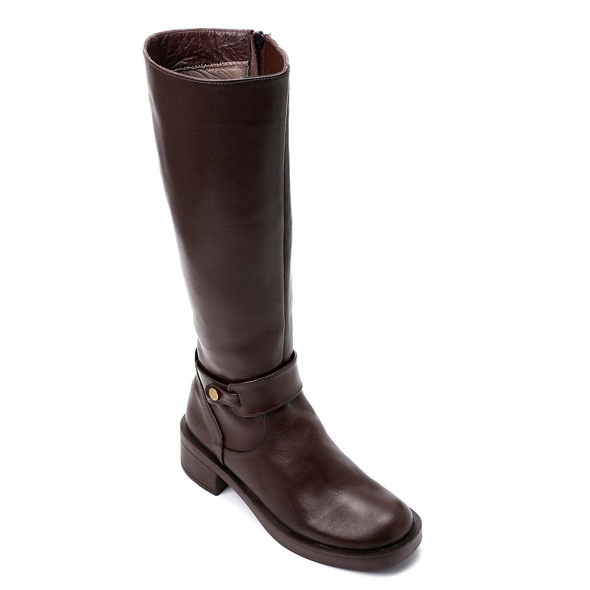 Mr Joe - Round Toecap Zipper Knee High Boots