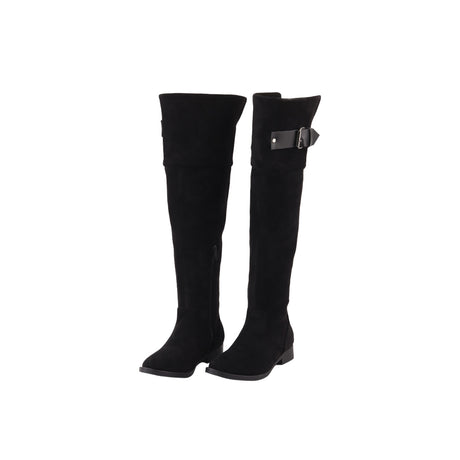 مستر جو - حذاء أسود من جلد الغزال يصل إلى الركبة