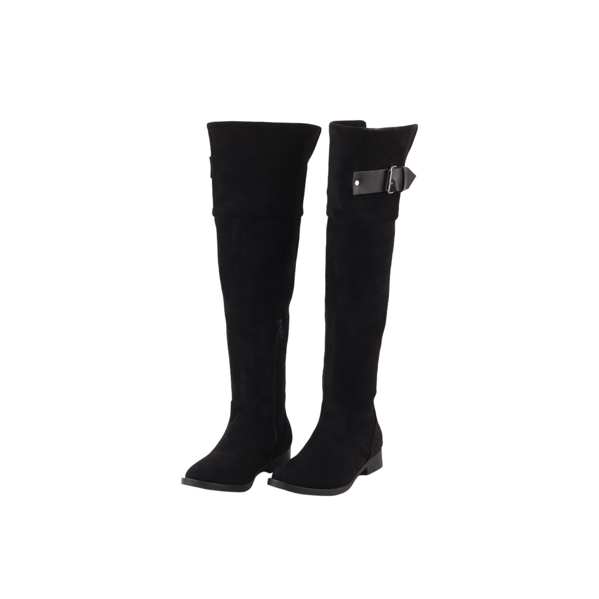 مستر جو - حذاء أسود من جلد الغزال يصل إلى الركبة