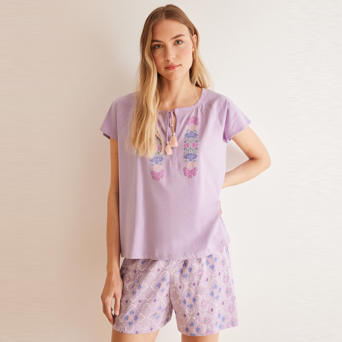 Women Secret - Embroidered ethnic cotton pajamas - Sold by FIG