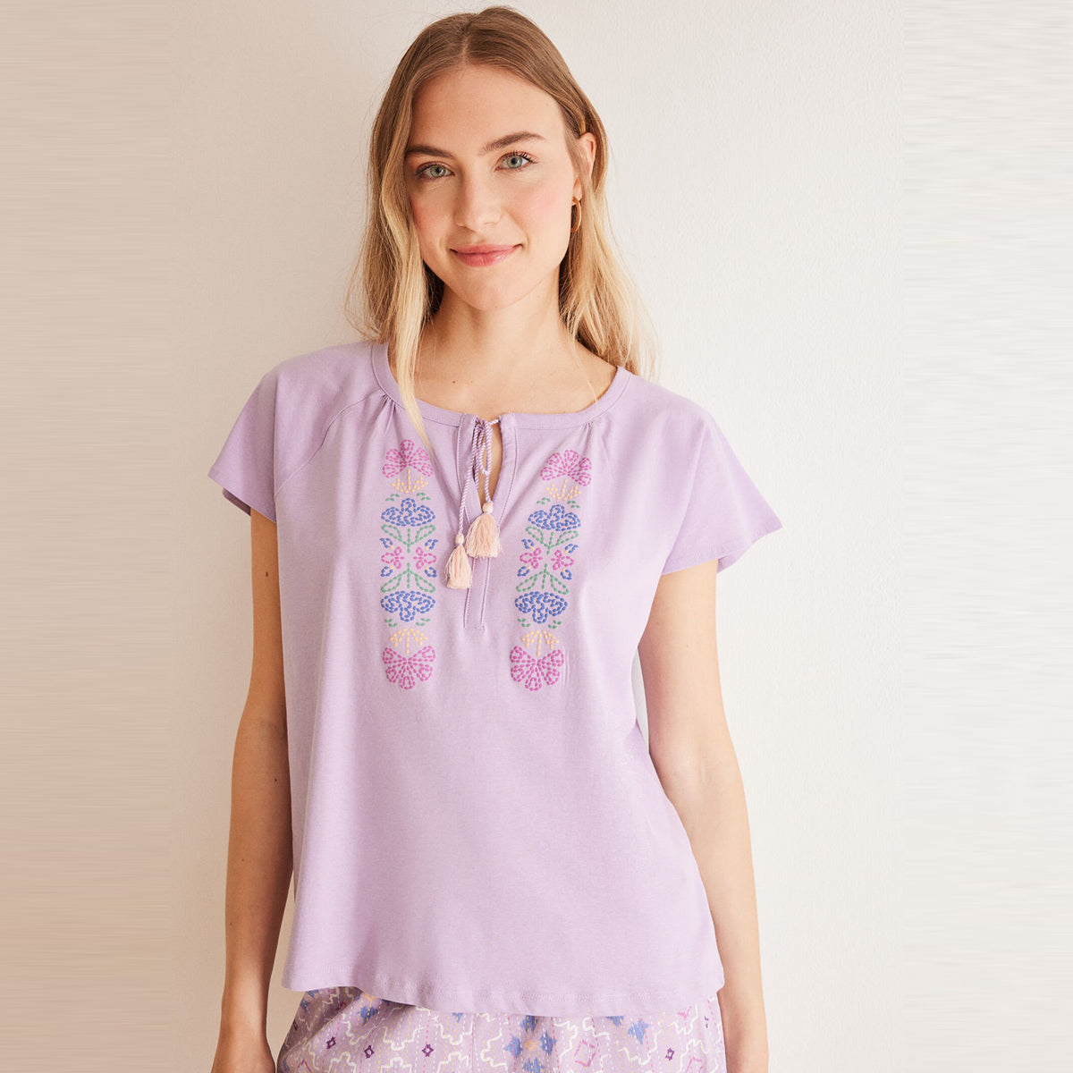 Women Secret - Embroidered ethnic cotton pajamas - Sold by FIG