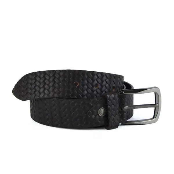 Leazus - Leather Casual belt - MM-11 BROWN