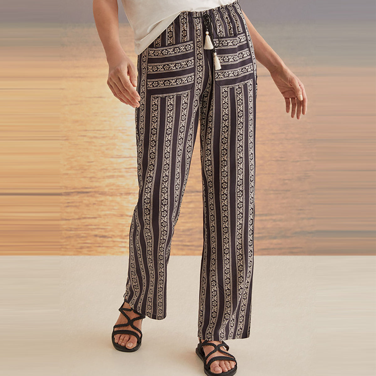 Women Secret - Striped print long trousers - Sold by FIG