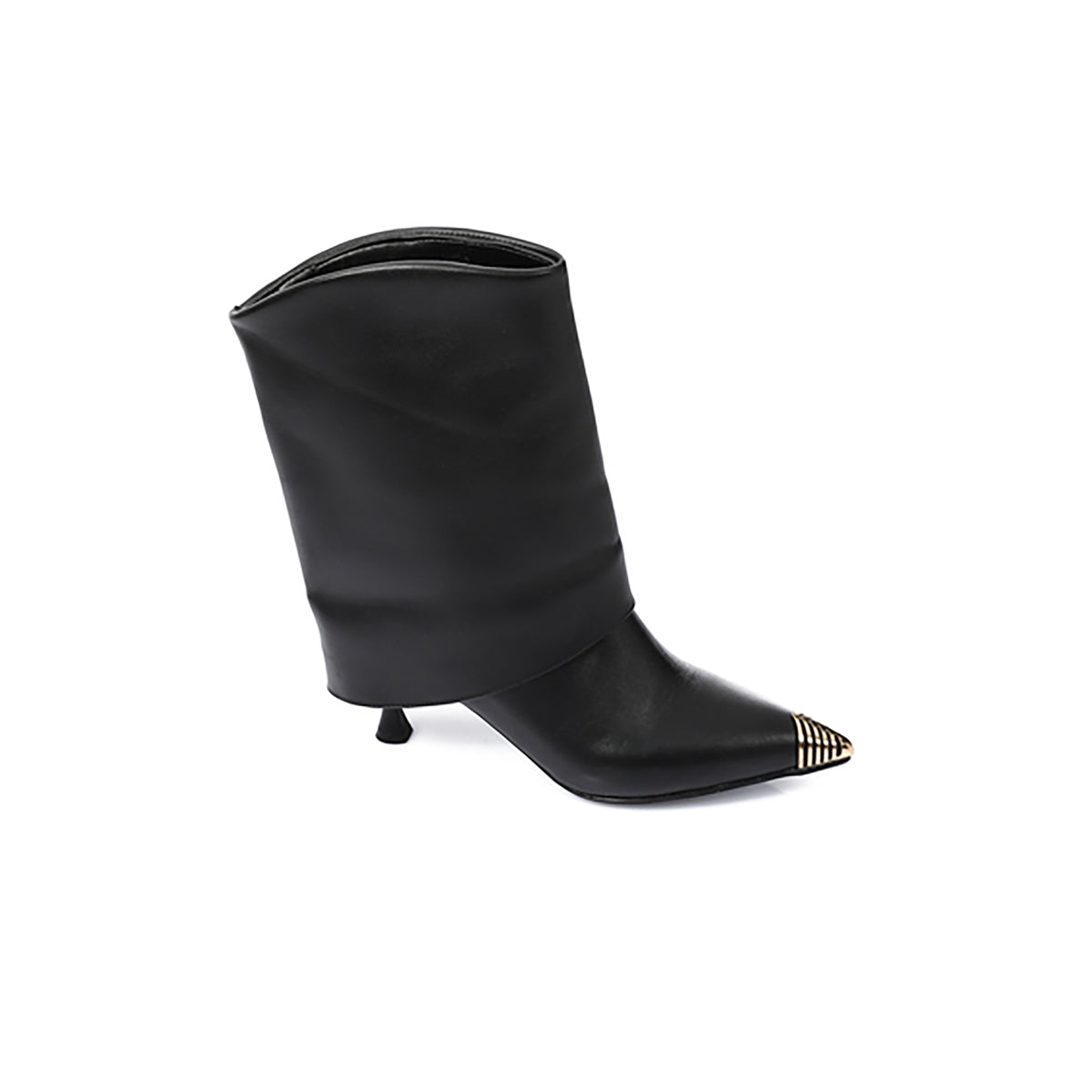 مستر جو - حذاء جلد طبيعي بكعب متوسط - أسود