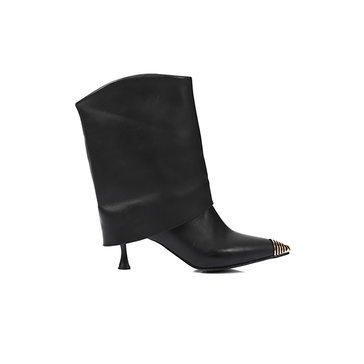 مستر جو - حذاء جلد طبيعي بكعب متوسط - أسود