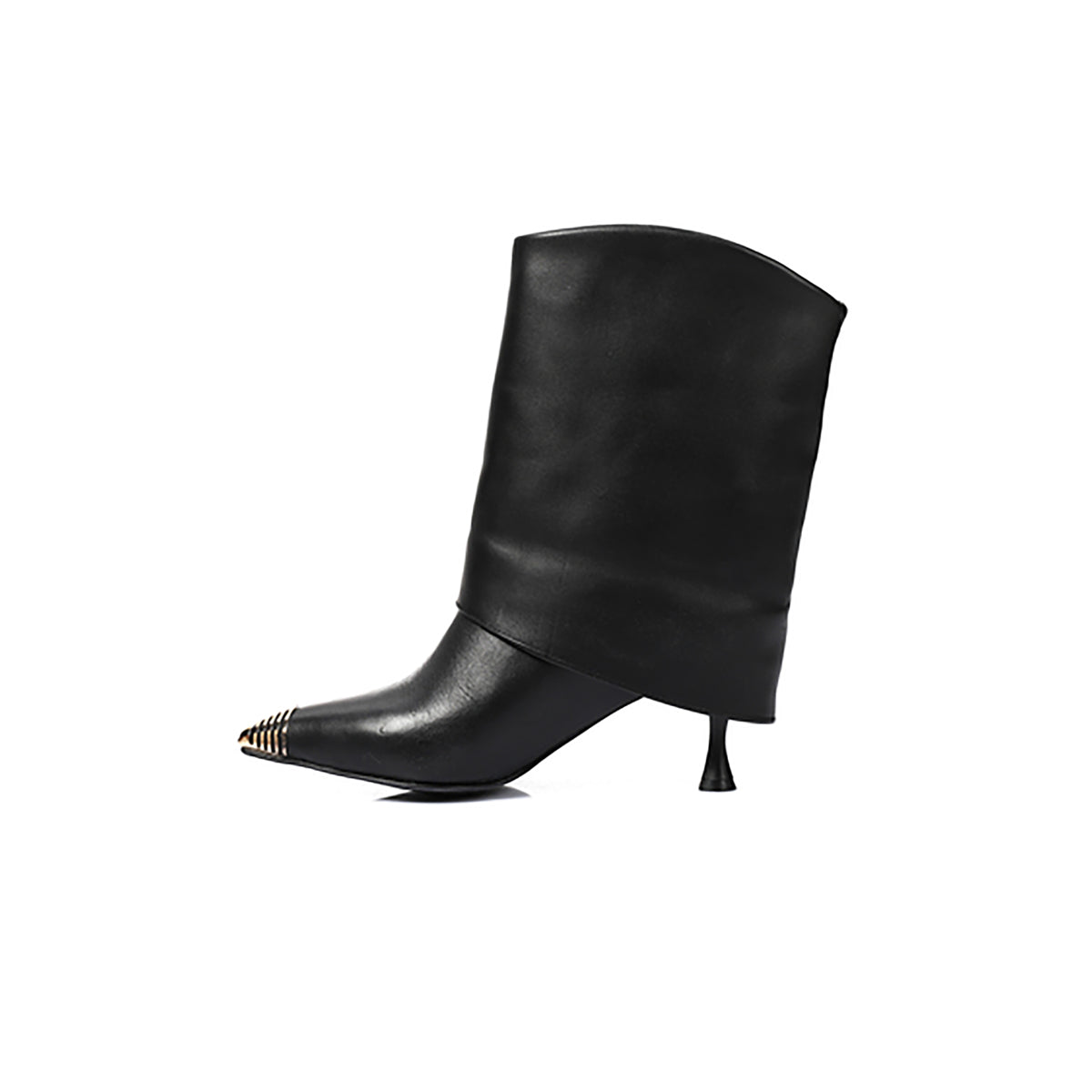 مستر جو - حذاء جلد طبيعي بكعب متوسط - أسود