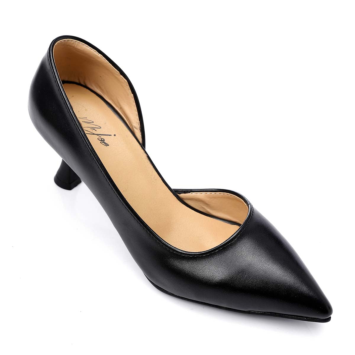 Mr Joe - Slip On Pointed Toecap Kitten Heel Pumps