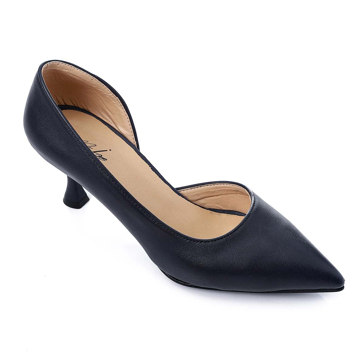 Mr Joe - Slip On Pointed Toecap Kitten Heel Pumps