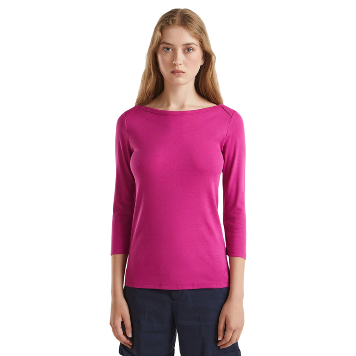 United Colors Of Benetton - Boat Neck Three Quarter sleeves T-shirt - Sold by FIG