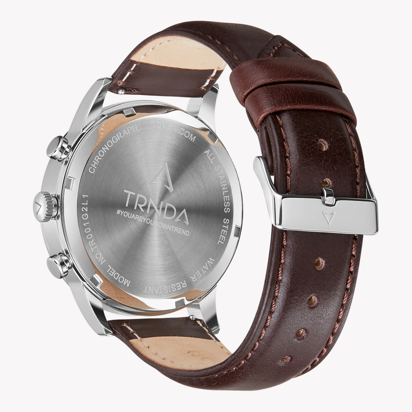TRNDA STAINLESS STEEL CLASSIC - GRADIENT SEAWEED GREEN DIAL MEN'S WATCH with Brown Leather Band