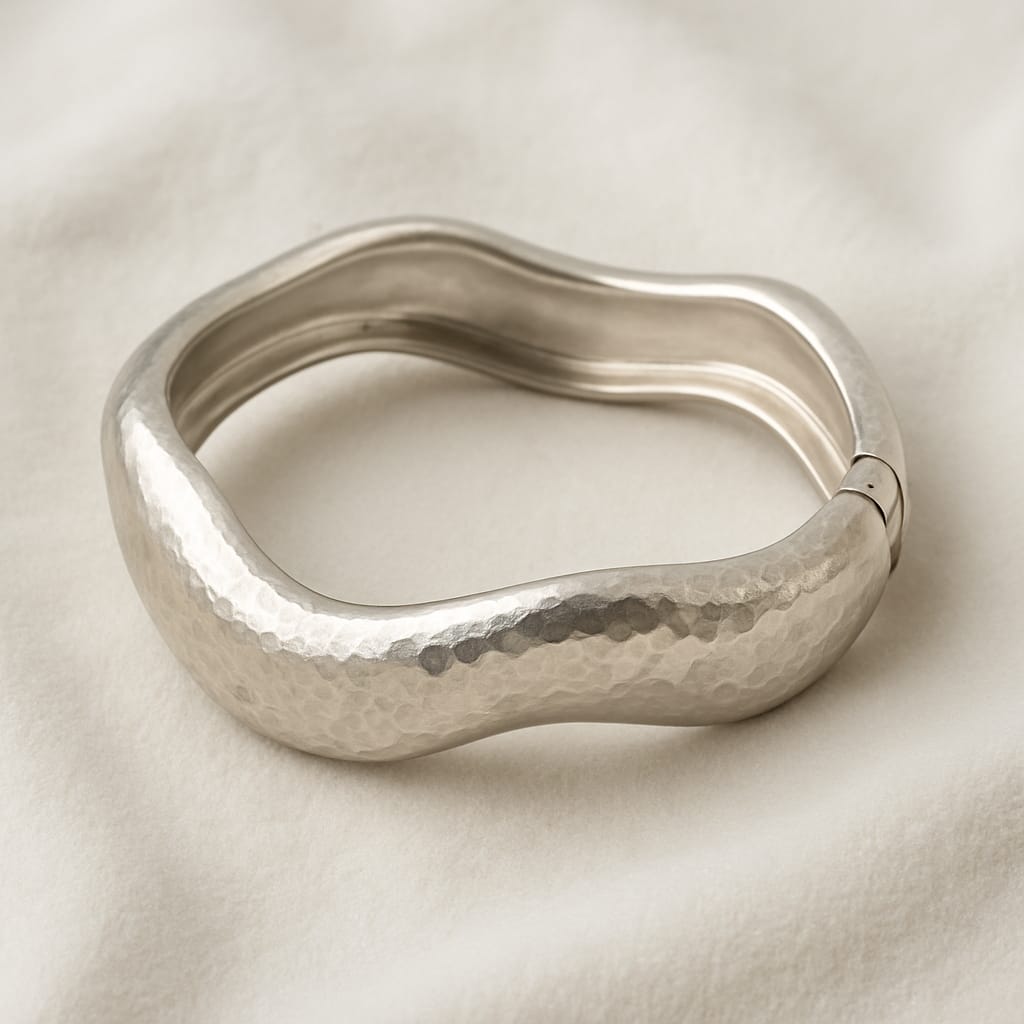 Elegant Curved Plated Metal Bracelet