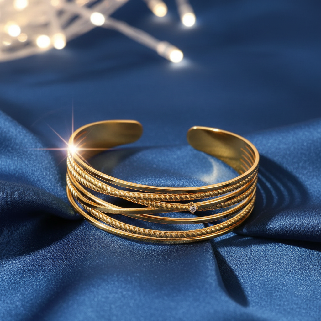 Elegant Multi-Shape Gold Bracelet