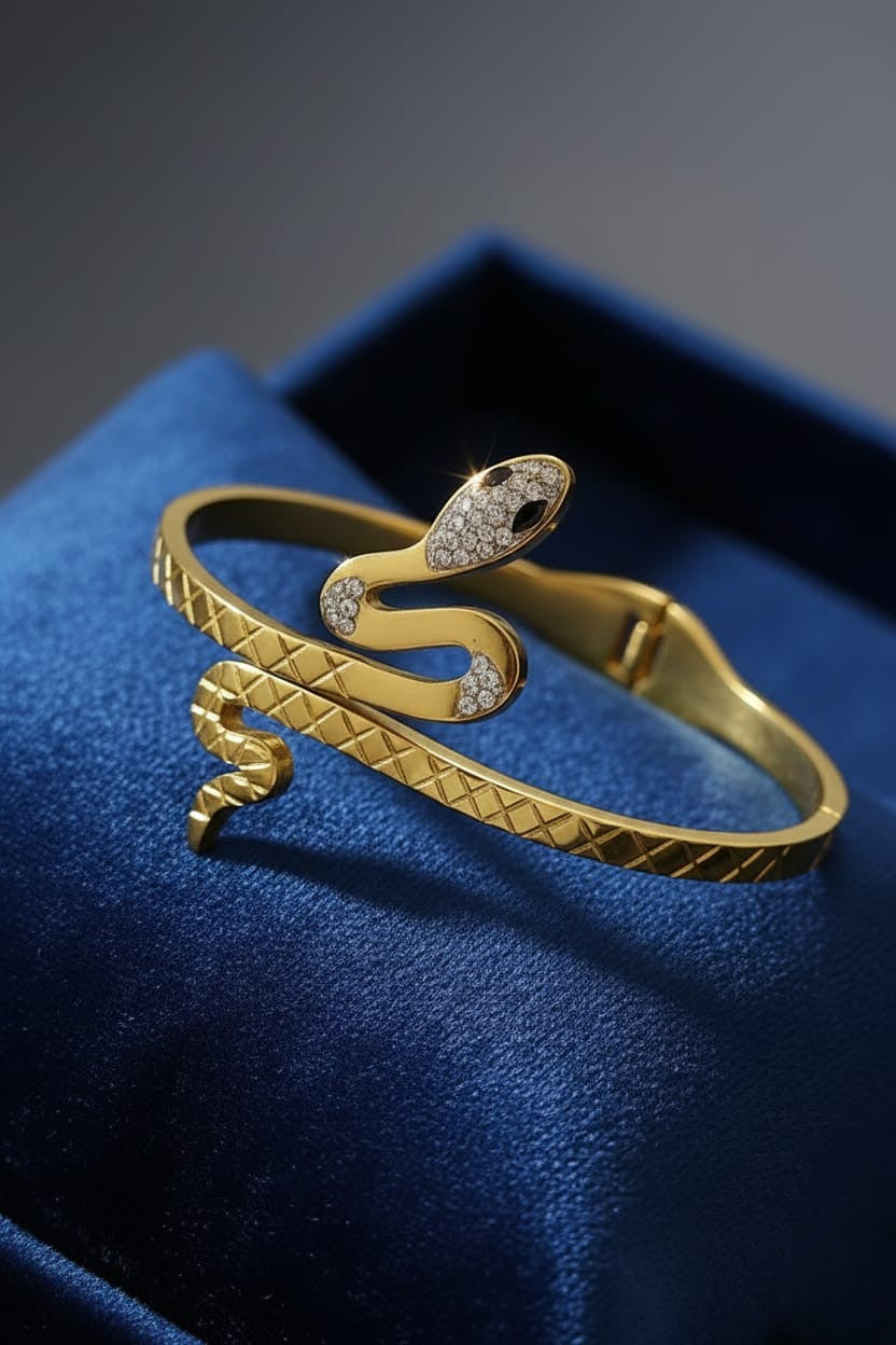 Elegant Crystal-Encrusted Snake Bracelet