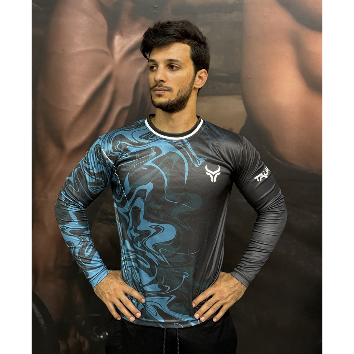 تاور - تيشيرت رياضي ضد التعرق كم طويل خريفي مطبوع