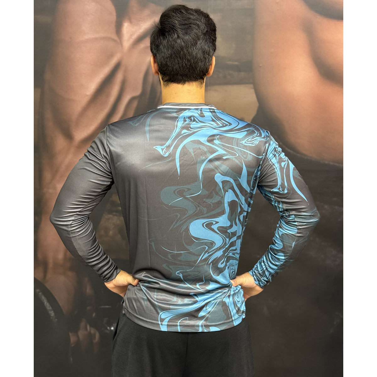 تاور - تيشيرت رياضي ضد التعرق كم طويل خريفي مطبوع