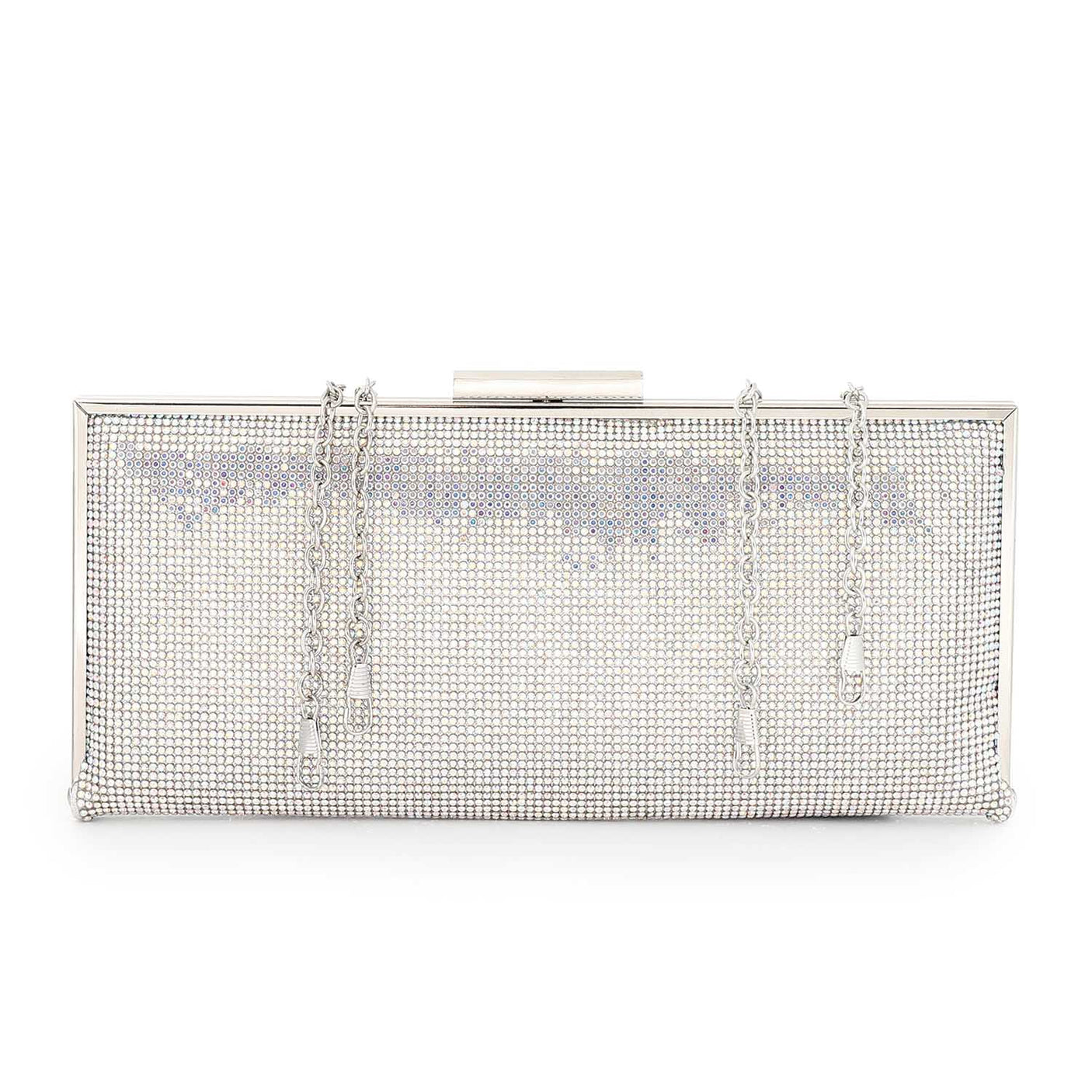 Mr Joe - Glamorous Black Rhinestone Hardcase Clutch with Chain Straps