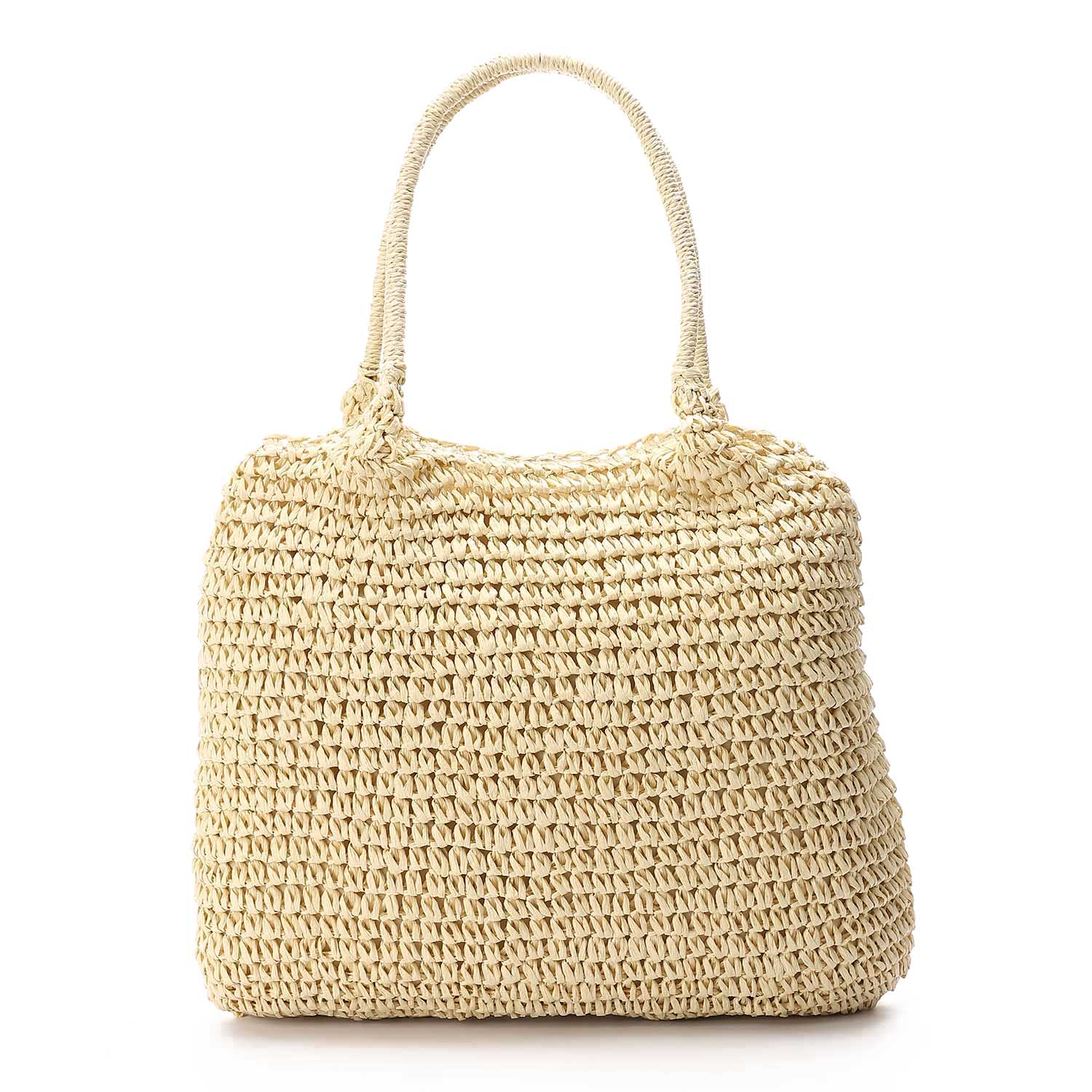 Mr Joe - Beige Crochet Straw Tote Bag – Lightweight Summer Handbag