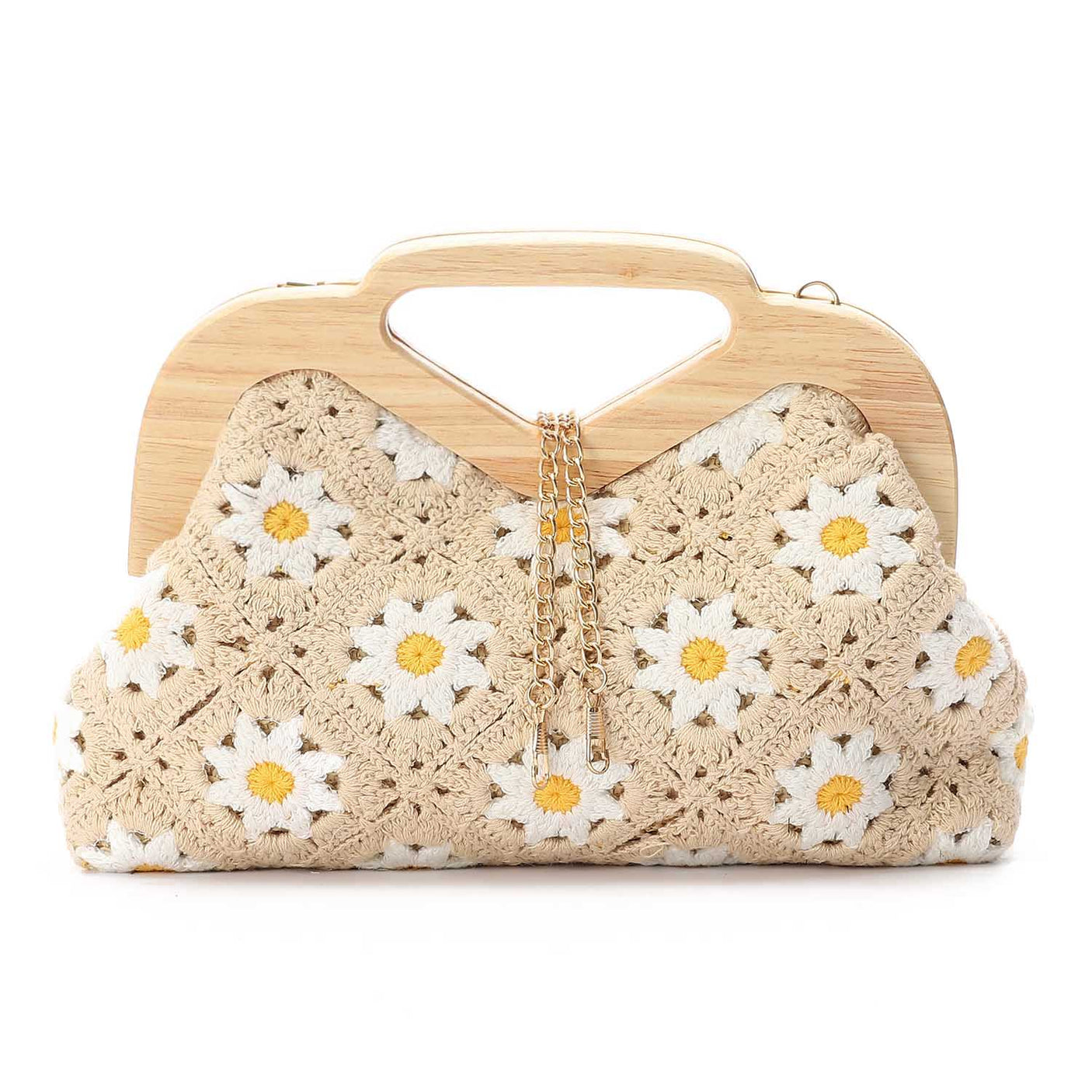 Mr Joe - Beige Elegant Crochet Clutch-shoulder bag for Women-4146