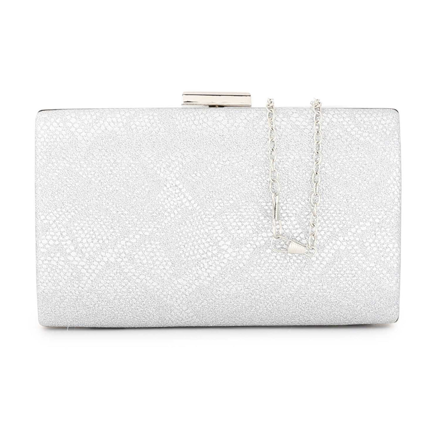 Mr Joe - Elegant Black Textured Hard case Clutch with Chain Strap -4147