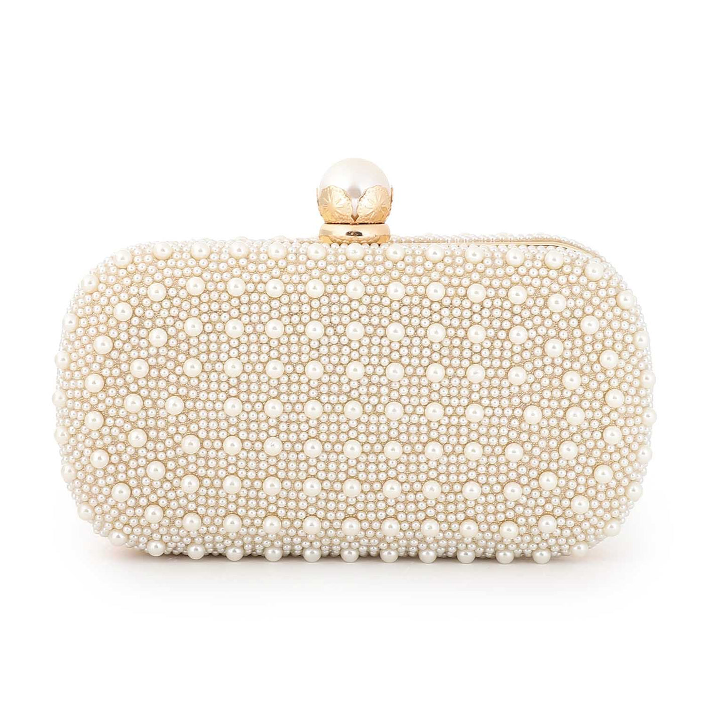 Mr Joe - Dazzling Black Pearl Hardcase Clutch - Silver Clasp With Chain Strap - 4149