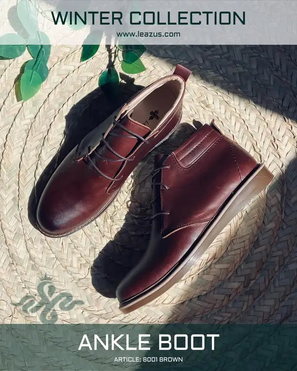 Leazus - Leather Flat Ankle Boot - 8001