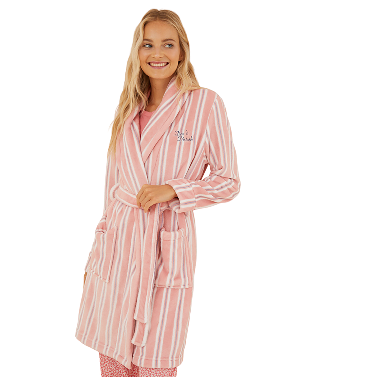 Women Secret - Striped fleece robe - Sold by FIG