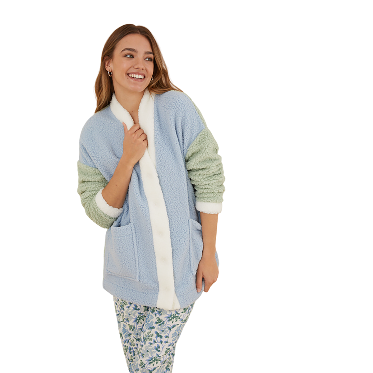 Women Secret - Color block shearling jacket - Sold by FIG