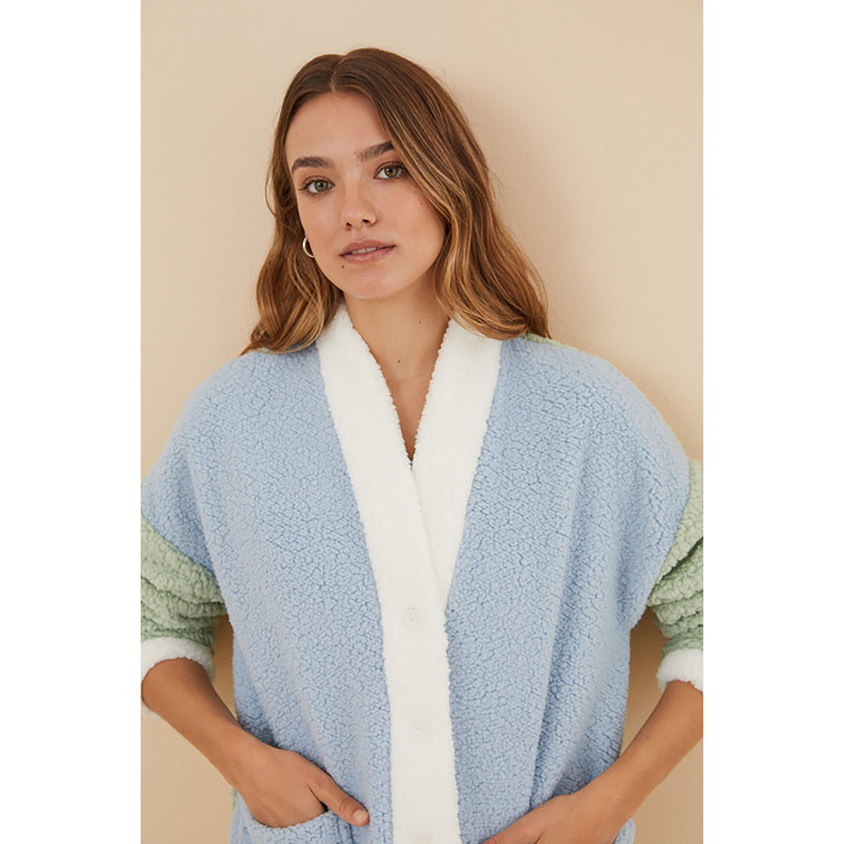 Women Secret - Color block shearling jacket - Sold by FIG