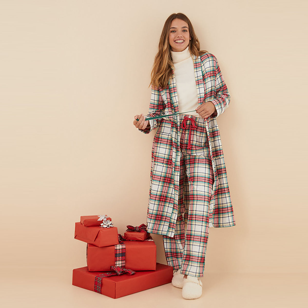 Women Secret - cotton checkered robe - Sold by FIG