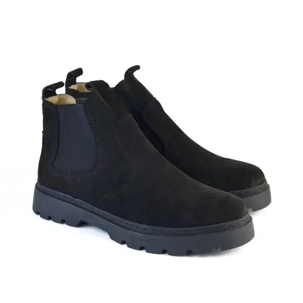 Leazus - Leather Chunky Boot - S-4001 BLACK