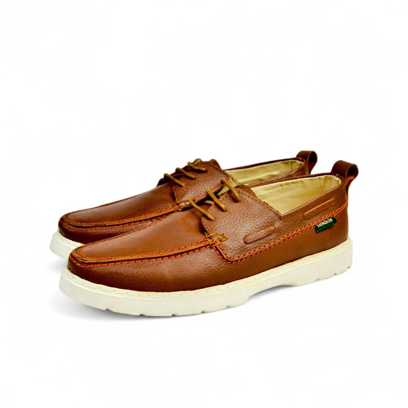 Leazus - Leather Boat Shoes - Havana