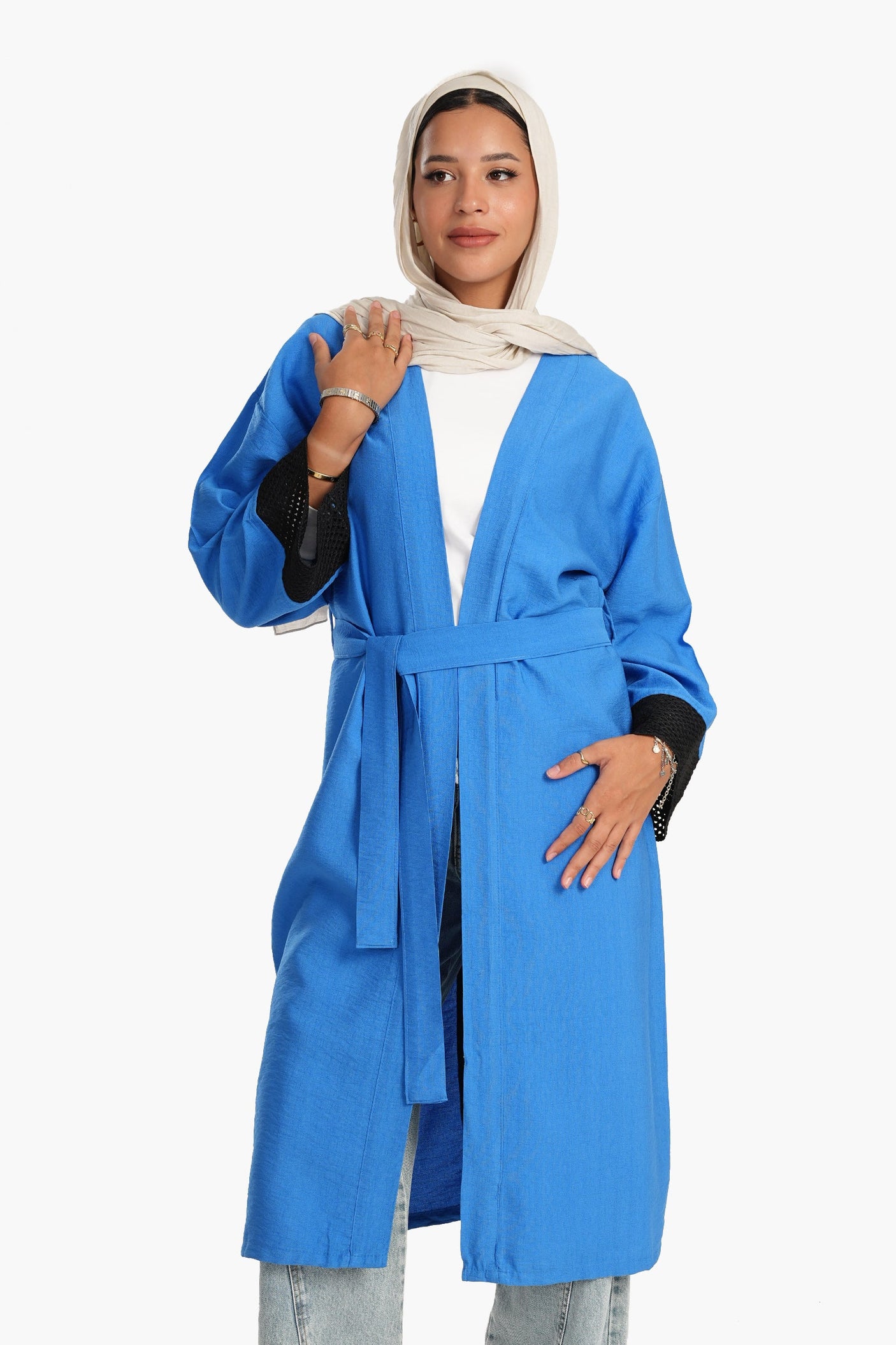 Carina - Kimono with Crochet Fishnet Cuffs