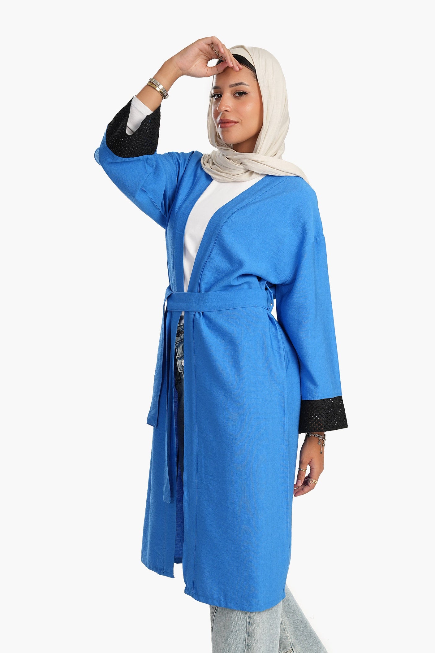 Carina - Kimono with Crochet Fishnet Cuffs