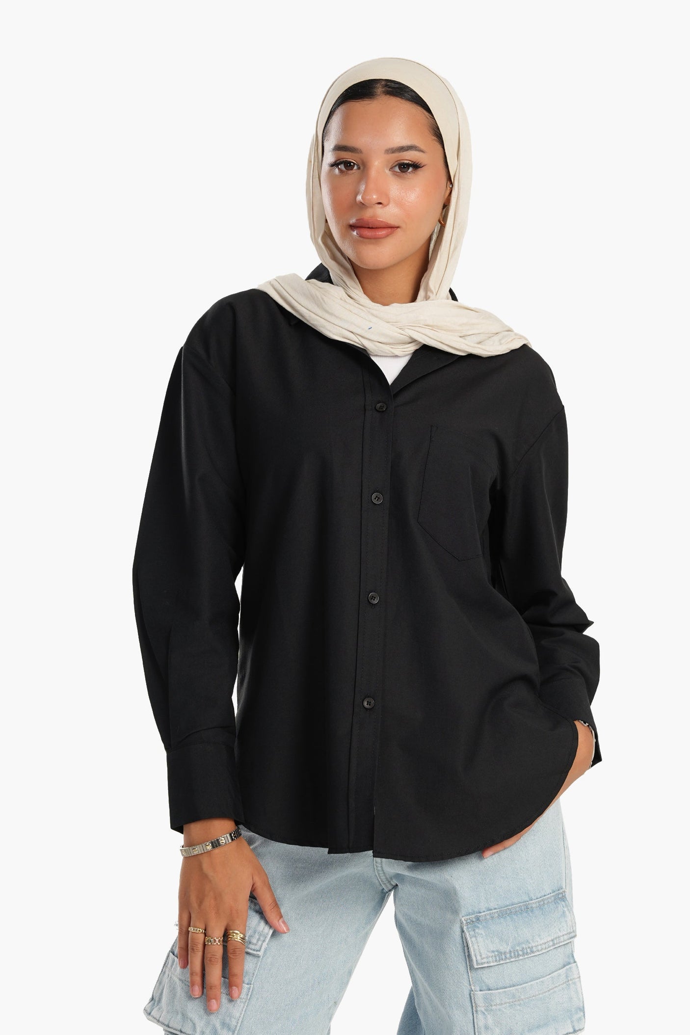 كارينا - قميص بياقة من مزيج القطن