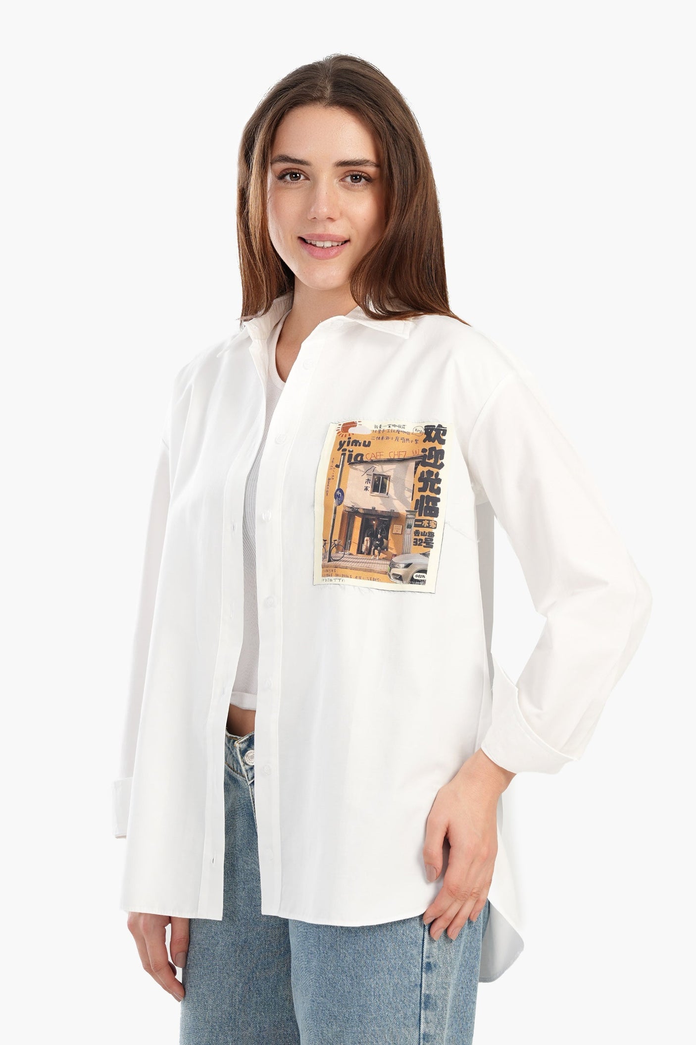 Carina - Shirt with Printed Pocket