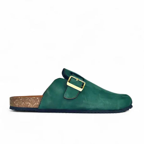 Leazus - Leather SnapClog - Olive Green