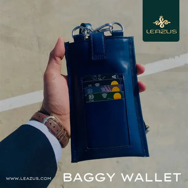 Leazus - Blue - LEATHER BAGGY WALLET