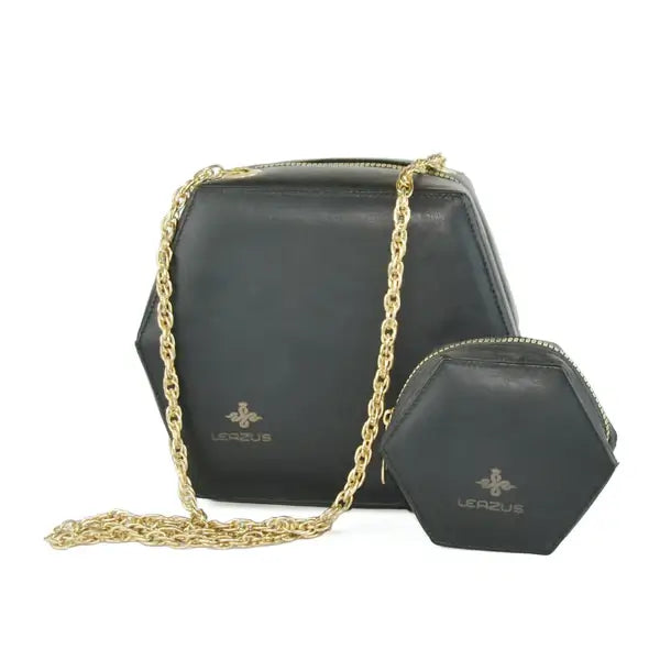Leazus - Leather bag for women - Hexa black
