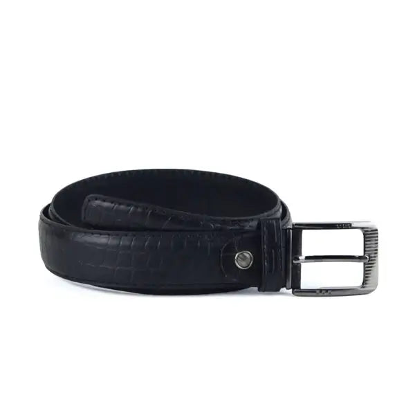 Leazus - Leather classic belt - CROC BLACK