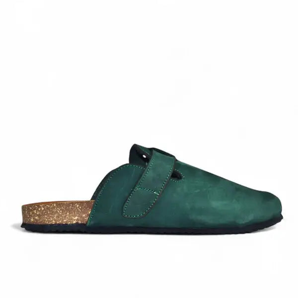 Leazus - Leather SnapClog - Olive Green