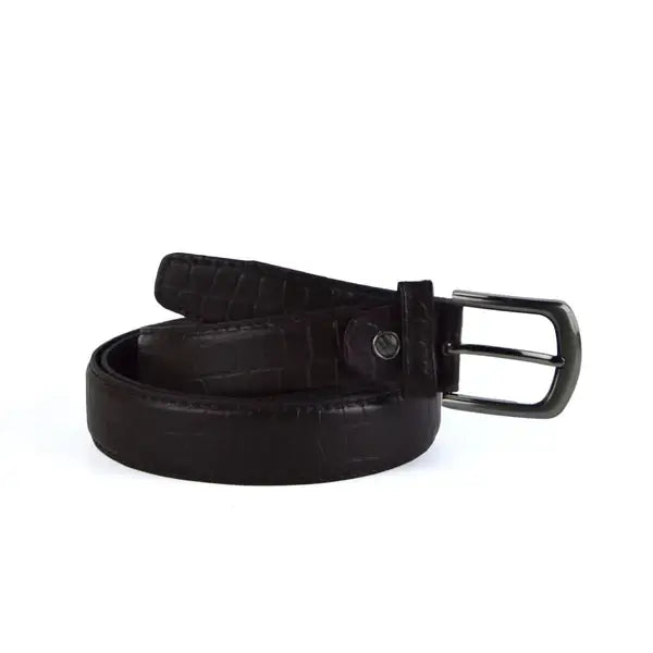 Leazus - Leather classic belt - CROC BROWN