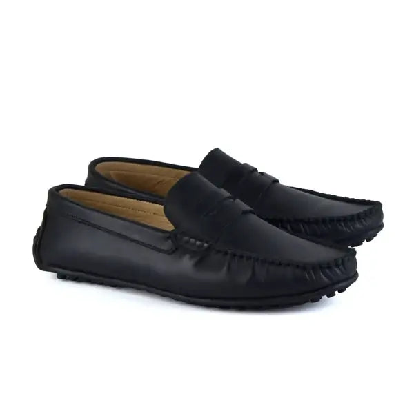 Leazus - LEATHER MOCCASIN SHOES - M500 BLACK