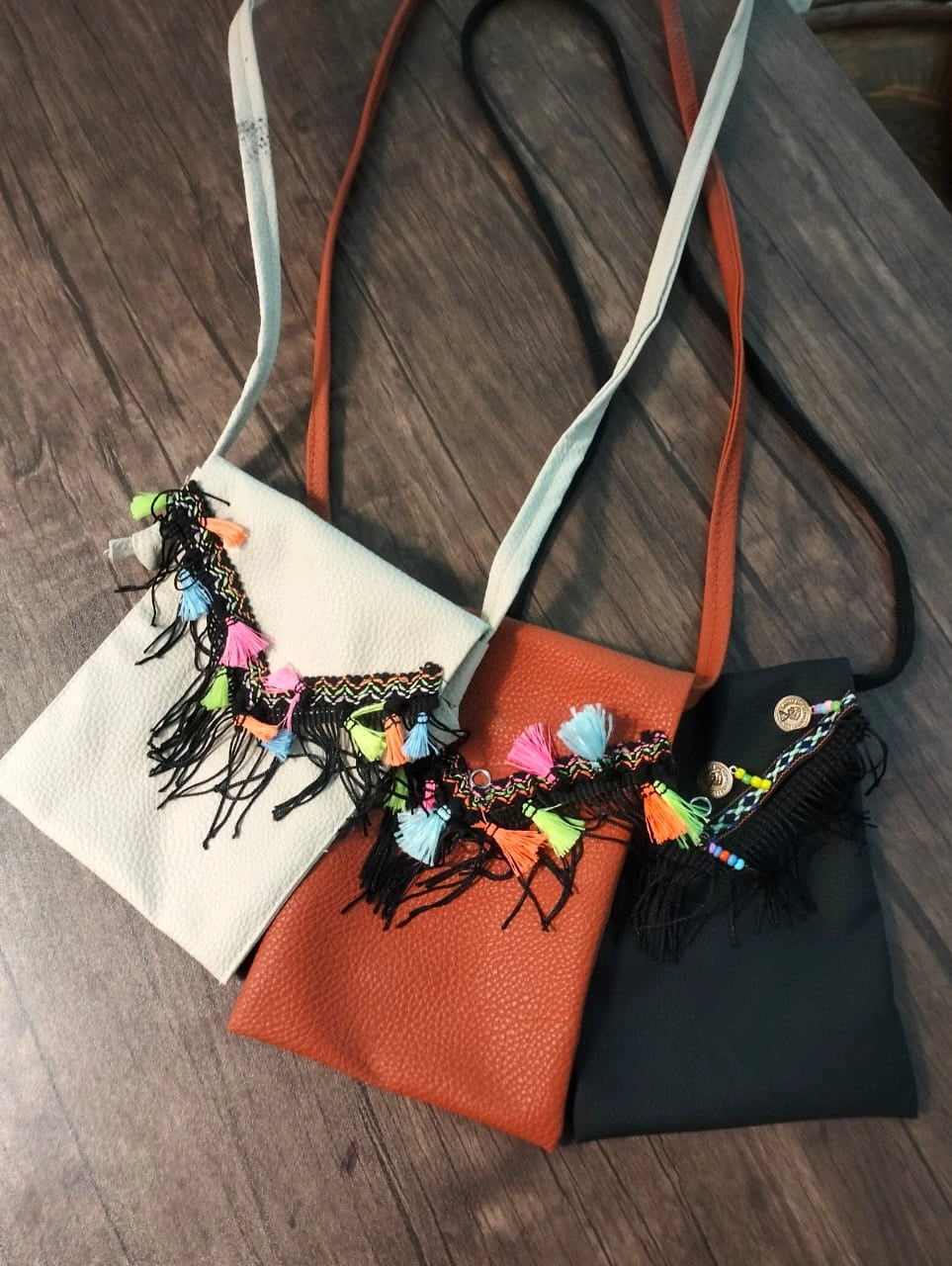 Rokido - Black Leather Bag with Havana Beige