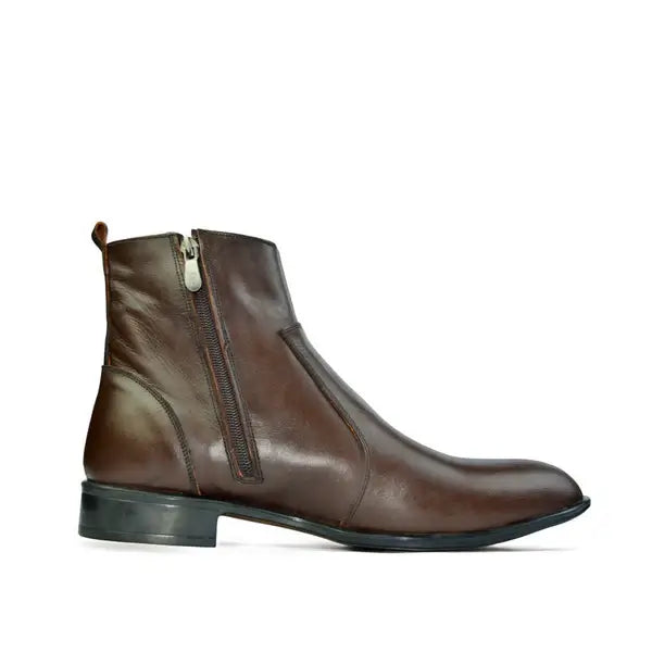 Leazus - Leather Zipper Boot - Zipup Brown